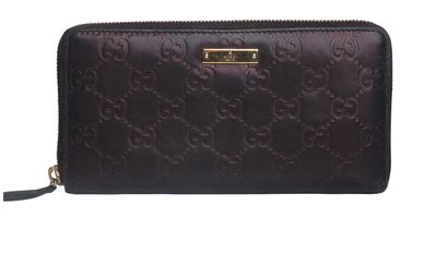 Gucci GG Long Zip Wallet, &pound;200, Accessories, Black, Leather, Front view